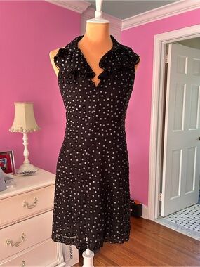 Black Polka Dot Ruffle Collar Dress